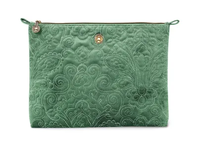 Produktbild von Pip Studio Charly Cosmetic Flat Pouch Large Velvet Quiltey Days Farbe Green 30x1x22cm