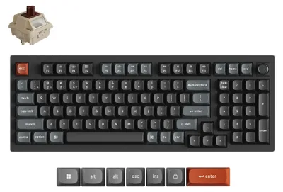 Produktbild von Keychron V5 Ultra 8K Kabellose Mechanische Tastatur QWERTY US Fully Assembled Knob / Black / Keychron Silk POM Switch - Brown