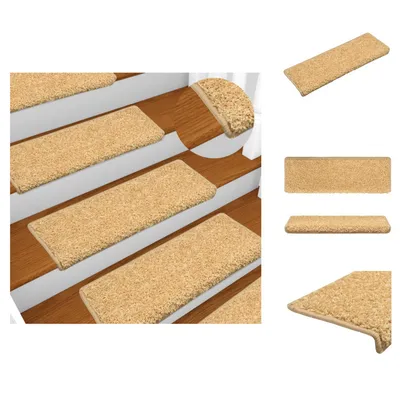 Produktbild von vidaXL Teppich-Treppenstufen 15 Stk. 65x21x4 cm Beige -  Stufenteppiche