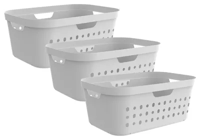 Produktbild von Rotho 3er-Set Wäschekorb 39L Jona - Wäschesammler groß - Wäsche Korb 56,6 x 38,5 x 23,3 cm - Wäschebox aus Kunststoff - Aufbewahrungskorb Behälter