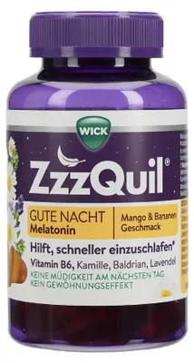 Immagine prodotto di WICK ZzzQuil Buonanotte Caramelle gommose con melatonina Mango & Banana, 60 pezzi Caramelle gommose