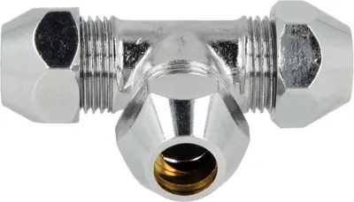 Produktbild von T-Stück mit Quetschverschraubungen 10 mm, verchromt