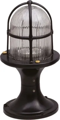 Produktbild von Sockelleuchte Messing massiv Glas 28 cm hoch IP54 Schwarz E27 rund Maritim Stehleuchte außen