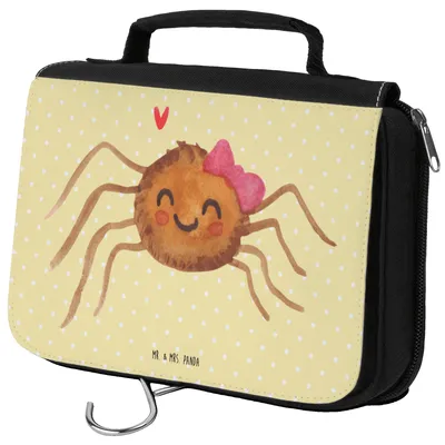 Produktbild von Mr. & Mrs. Panda Make-Up Tasche Spinne Agathe Freude - Gelb Pastell - Geschenk, Beliebte, badtasche, Kulturbeutel, Kulturtasche, Kosmetiktasche, Kosmetikbeutel, Viral