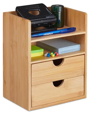 Schreibtisch-Organizer Bambus, 2 Schubladen, 24x19x13 cm