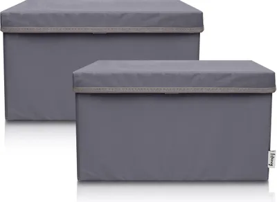 Produktbild von Lifeney 2-Set Aufbewahrungsbox Kinder (37x25x21cm) I Aufbewahrungskorb für Kinderzimmer und Wohnbereich I Kinder Aufbewahrungskiste (Anthrazit)