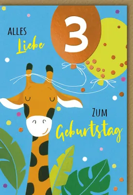 Produktbild von 3. Geburtstag - Glückwunschkarte im Format 11,5 x 17 cm mit Umschlag 1