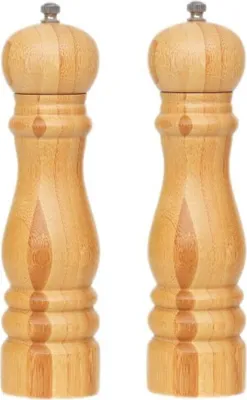 Image de set de 2 épices en bambou - moulin à sel et à poivre au design naturel