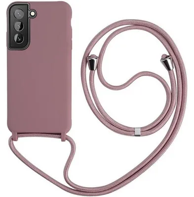 Productafbeelding van Telefoonschaal met band voor Samsung Galaxy S21, roze, siliconen, schokbestendig, met schouderband