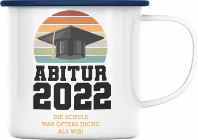 Produktbild von Trendation - Abitur 2022 Bestanden Geschenk Emaille Tasse Mit Abstand Geschenkidee Bestandenes Abi Öfter Dicht (Blau)