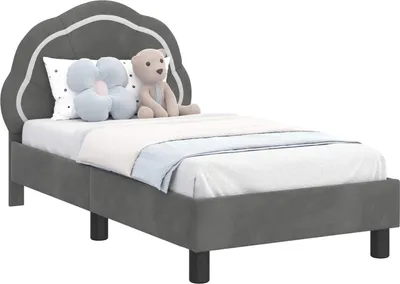 Obrázok produktu pre Rám detskej postele s čelom Tmavosivá 70 x 140 cm Zamat