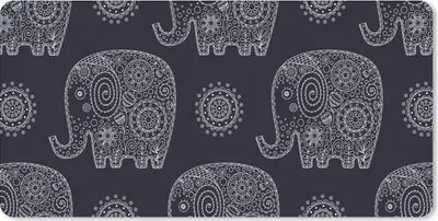 Produktbild von MuchoWow® Schreibtischunterlage Muster - Elefant - Blumen 80x40 cm - XXL Mauspad - Gaming Mauspad