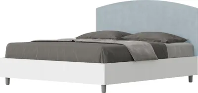 Image de ITYHOME - Lit coffre 160x200 structure frêne blanc tête de lit microfibre bleu clair Antilia
