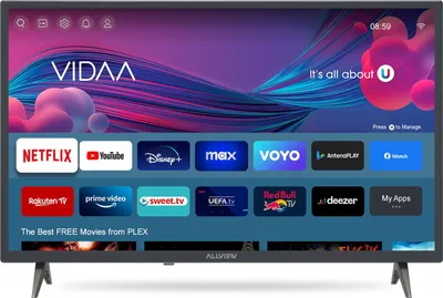 Produktbild von ALLVIEW 32‑Zoll HD‑Ready Smart‑LED Fernseher 32iPlay6000‑H – HDMI & USB, Wandmontierbar (VESA 100 × 100)