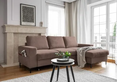Produktbild von MIUFORM Lofty Lilly - Ecksofa mit Bettfunktion und Bettkasten L-FORM RECHTS - 236x148cm - Taupe - Sofa Schlafsofa Couch