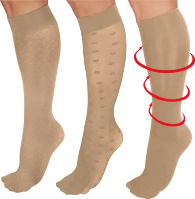 Produktbild von MedoVital Damen-Stütz-Kniestrümpfe 3 Paar beige 37-41