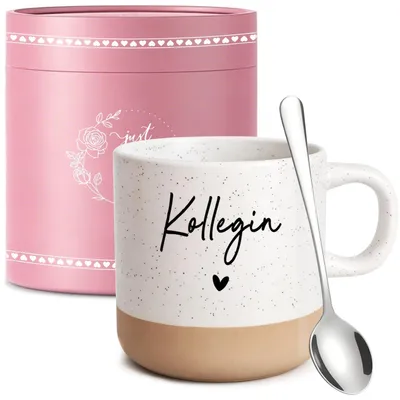 Produktbild von Keramiktasse mit Löffel und Geschenkbox 360 ml für Kollegin