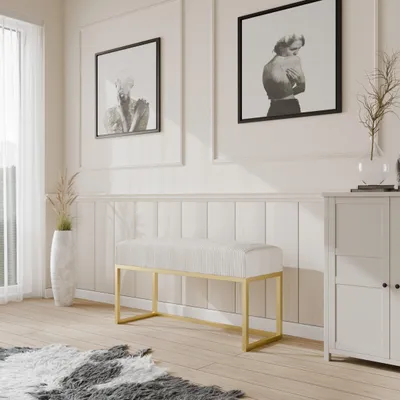 Produktbild von Moder Moderne gepolsterte Sitzbank mit stabilem Metallgestell – ideal für Flur, Schlafzimmer, Wohnzimmer oder Ankleidezimmer. 80 CM
