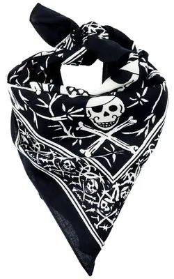 Produktbild von Bandana Tuch Totenkopf Biker schwarz weiß quadratisches Kopftuch Halstuch