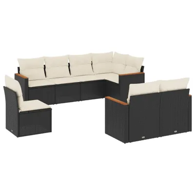 Produktbild von 8-tlg. Garten-Sofagarnitur mit Kissen Schwarz Poly Rattan
