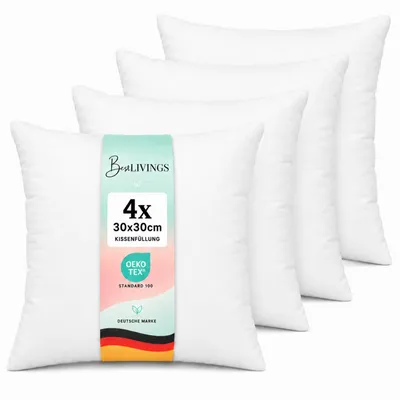 Image de Coussin de remplissage en polyester avec housse en microfibre, lot de 4, 30x30 cm