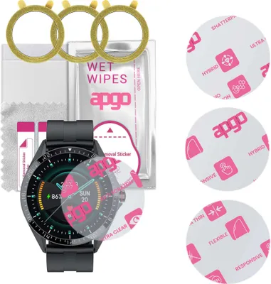 Produktbild von apgo 3 Stück Schutzglas, klar, kompatibel mit Kumi GW16T Smartwatch, Hybrid 8H, Ersatz für Hartglas, Displayschutzglas, Bildschirmschutz, Displayschutz, kratzfest