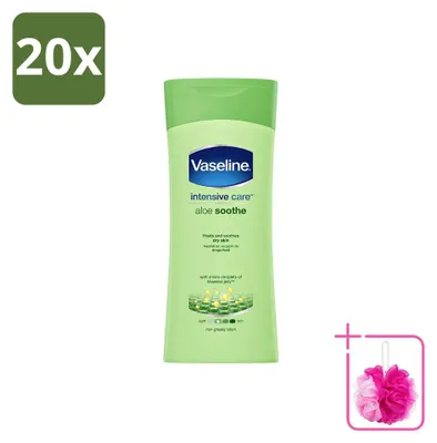 Imagen del producto de 20 unidades de loción corporal calmante de Aloe Vera Vaseline - 200 ml - Paquete económico - 20 piezas