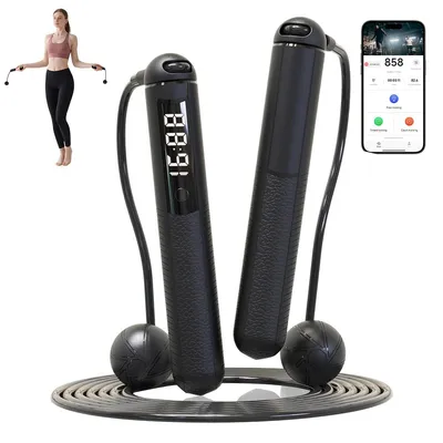 Produktbild von Bluetooth Smart Springseil mit Gewicht, kabellos & kabelgebunden, Fitness Jump Rope mit App, Zählfunktion, Kalorien Tracker