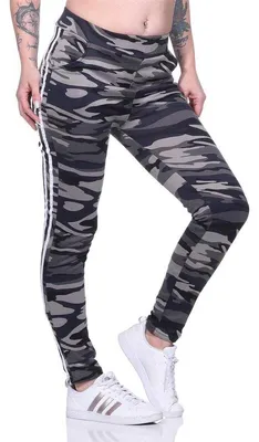 Produktbild von Damen Jogginghose Hohe Taille Thermo Sporthose Freizeithose mit Taschen, Camouflage-Grau XS/S