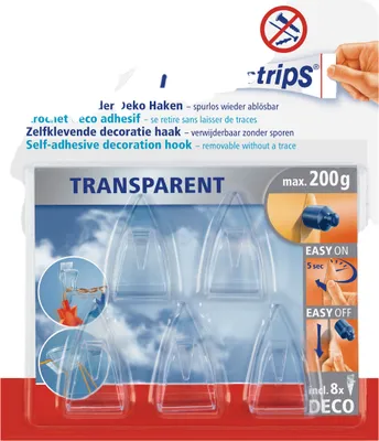Produktbild von 5er tesa Powerstrips Deco-Haken kristall-klar