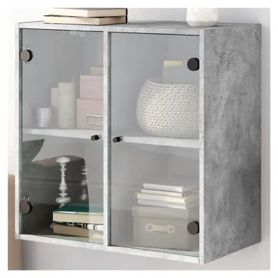 Produktbild von Wandschrank mit Glastüren in Betongrau 68x37x68,5 cm