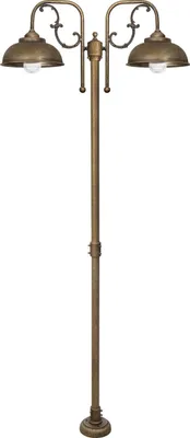 Produktbild von Stehleuchte außen Messing massiv Glas 210 cm IP44 in Bronze Antik matt E27 2-flammig Rustikal