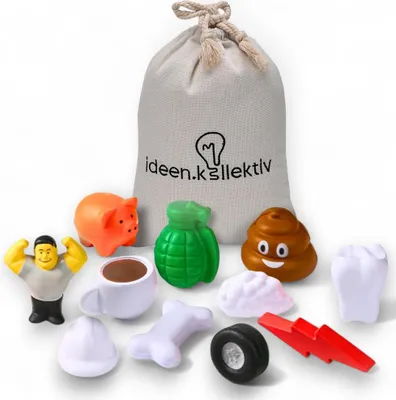 Produktbild von ideen.kollektiv Moderationsbälle-Set 11 Stück: Vielfältige Designs für Coaching, Teambuilding und Kreatives Denken mit hochwertigem Baumwollbeutel V.2