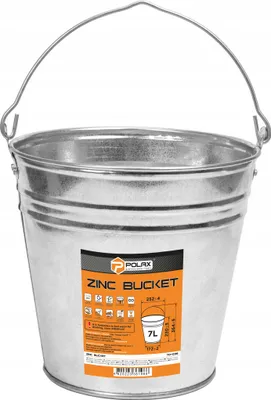 Image de Seau en zinc Polax 7L - seau métallique galvanisé avec poignée, inoxydable, stable, pour le bâtiment, le jardin et l'atelier