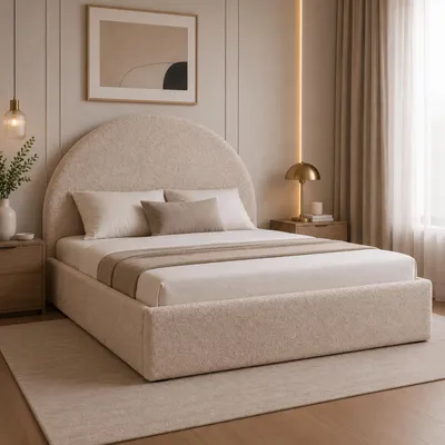 Produktbild von GOLDSTOFF ARCADIA Polsterbett 140x200 mit Bettkasten – Modernes & komfortables Holzbett mit Stauraum & gepolstertem Kopfteil (Warmes Beige)
