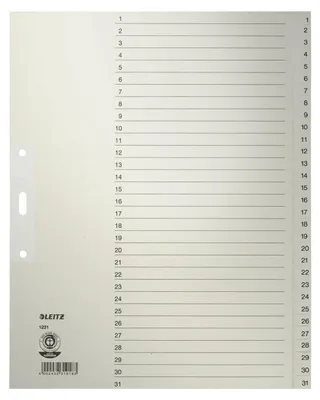 Image de LEITZ 1231-00-85 Répertoire en papier 1-31 10 pcs