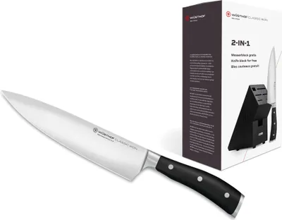 Image de Wüsthof CLASSIC IKON Couteau de cuisine 20 cm avec bloc pour 5 couteaux, noir