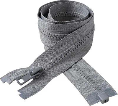 Productafbeelding van Ritssluitingen Set - Naairitsen Deelbaar - Kleding Repareren - Maat 5 Met Metalen Runner - 70 cm - Grijs