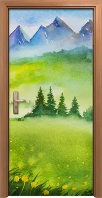 Produktbild von Türposter 90x200 cm Türaufkleber Türtapete Türfolie Klebefolie Blume Bäume Wiesen Berge Landschafts