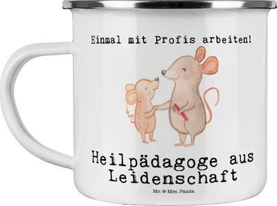 Produktbild von Mr. & Mrs. Panda Teetasse Heilpädagoge Leidenschaft - Weiß - Geschenk, Haferl, Heilpädagogik, Teebecher, Pott, becher emaille, Ausbildung, Spruch, Tasse, Studium