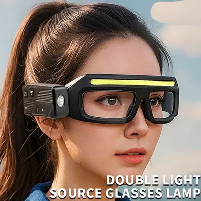 Zdjęcie produktu dla Wielofunkcyjna latarka LED do okularów, przenośna latarka z czujnikiem i złączem USB-C, kompaktowa latarka na głowę
