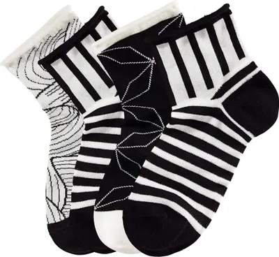 Produktbild von H.I.S. Kurzsocken Damen Socken, schwarz weiß gemustert, kurze Form 4 -teilig schwarz-weiß-gemustert Größe 39/42