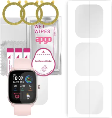 Produktbild von apgo 3 Stück Schutzfolie, klar, kompatibel mit Amazfit GTS 4 Mini Smartwatch, Hydrogel Displayschutzfolie mit Positionierhilfe, Displayfolie, robust und kratzfest
