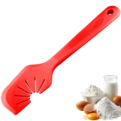 Teigschaber mit Schneebesenreiniger, Silikon, rot, 26,5 cm