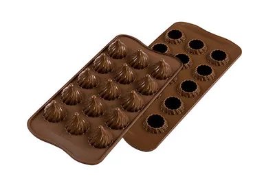 Two chocolate molds are shown against a white background.