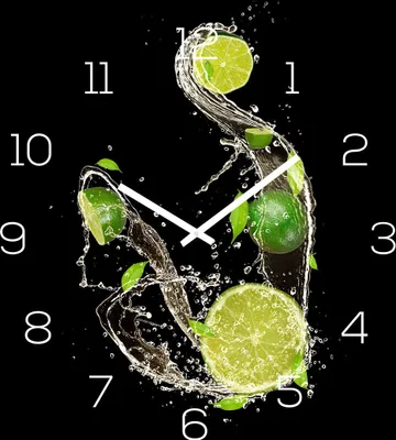 Produktbild von Wanduhr Alu-Dibond 30x30cm Uhr Alubild Limette Frucht Cocktail Bar Küchenuhr