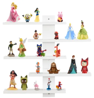 Produktbild von Magnetisches, schwebendes Wandregal, passend für passend für Tonie-Regal, kleines hölzernes Ausstellungsregal für Sammlerstücke, Figuren, Schnapsgläser, Mini-Dekorationen und Spielzeug (weiß)