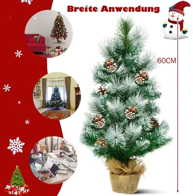 Productafbeelding van Mini kerstboom, sneeuwdennen met kegeltjes, 60 cm