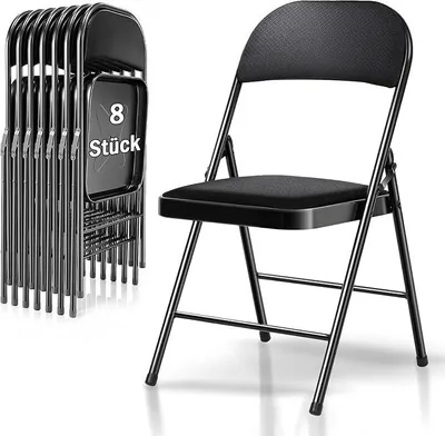 Produktbild von Klappstuhl 8er Set, 208 kg Belastbarkeit, praktisches gepolstert Klappstühle, leicht & bequem, Metall Stuhl Gartenstühle Gästestuhl für Gäste, Büro, Event, Party