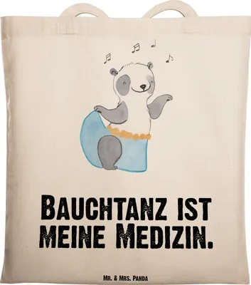 Produktbild von Mr. & Mrs. Panda Jutetasche Panda Bauchtanz - Transparent - Geschenk, Tasche, Jutebeutel, Einkaufstüte, Orientalischer Tanz, Stoffbeutel, Tote Bag, Tanzen